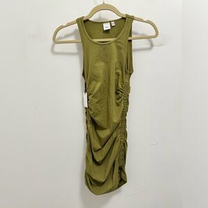 Aritzia TNA Malibu mini dress olive green color